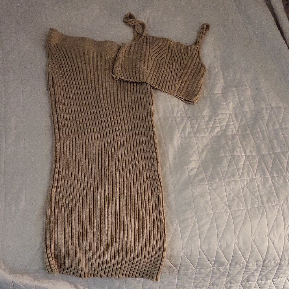 ASOS Beige Ribbed Knit Set